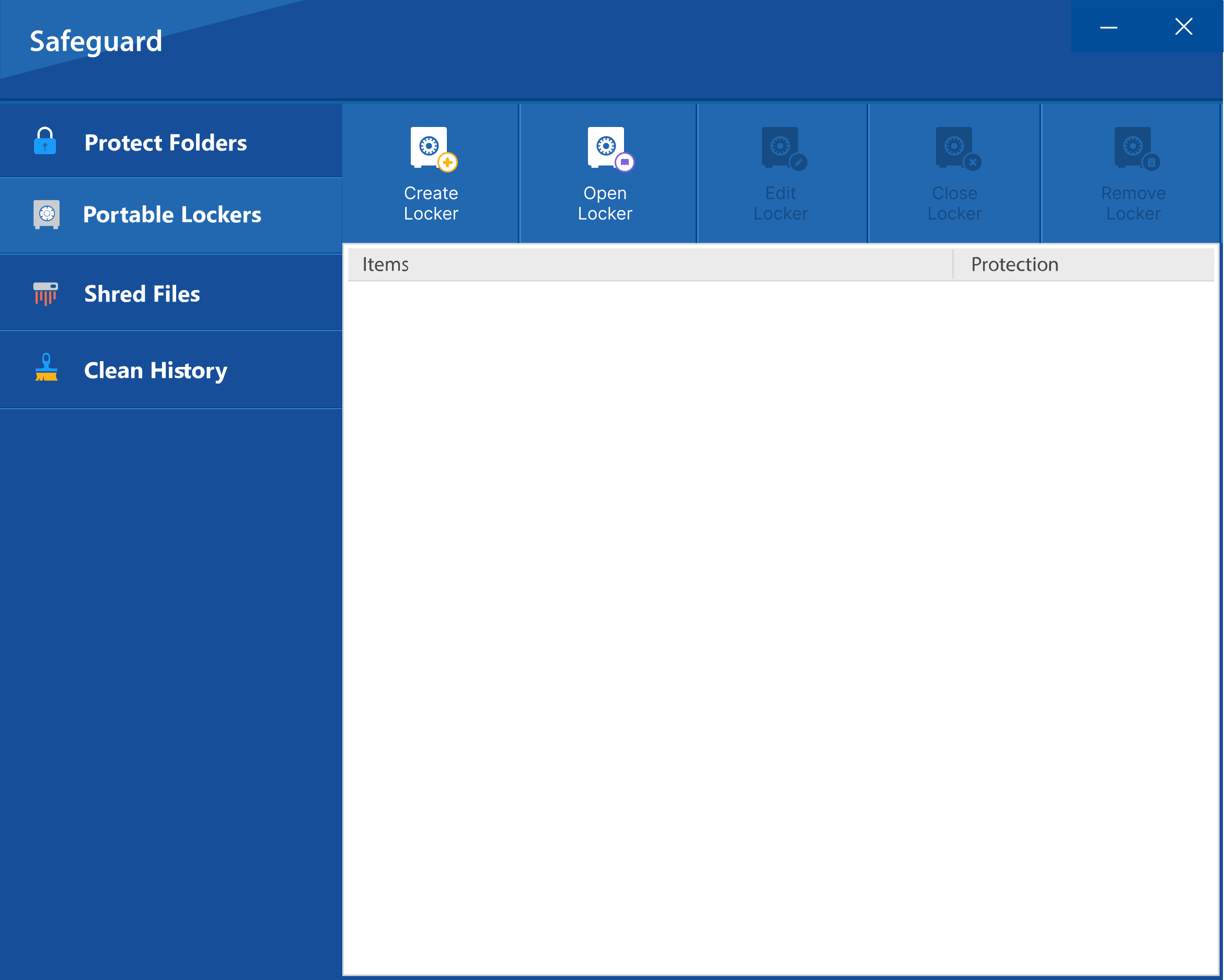 Folder Lock portable locker interface